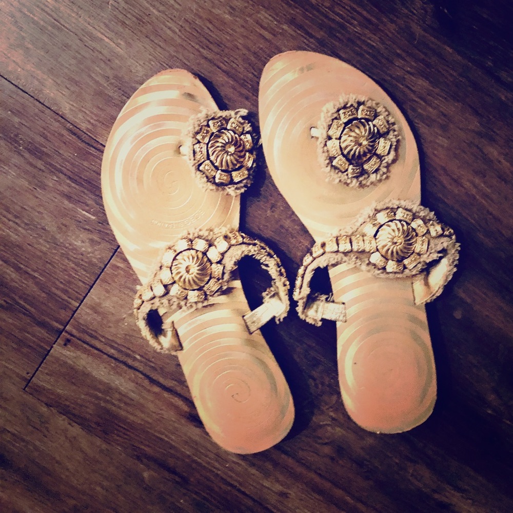 Seychelles Gold Flower Petal Sandals